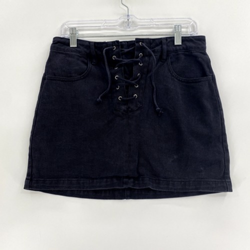 Kendall & Kylie Washed Black Denim Skirt Size 27 Corset Tie Front Y2k